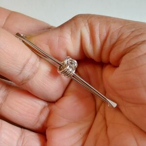 MONET Modern Minimalist Single Knot Detail Silver Tone Collar Pin Brooch